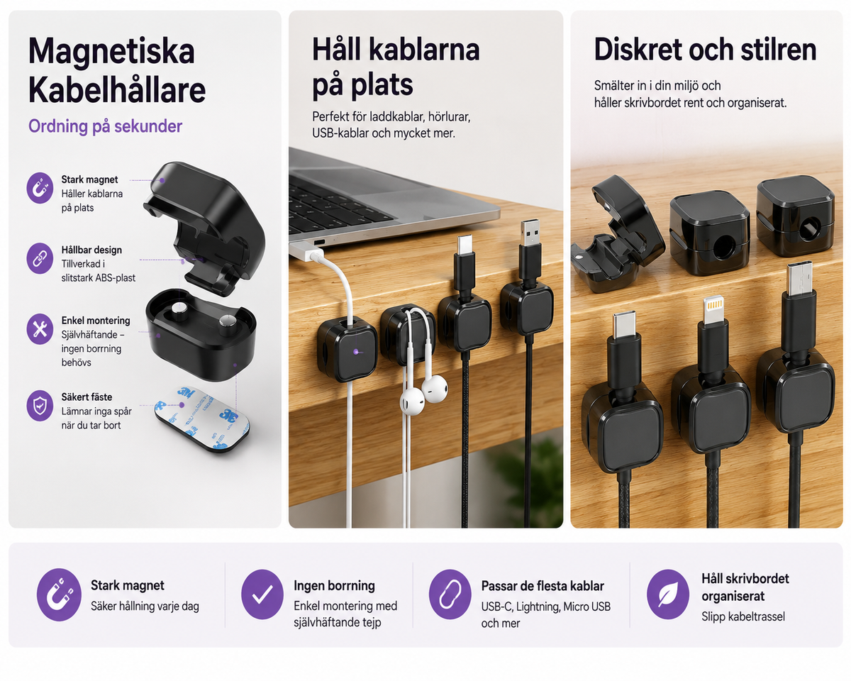 Magnetiska Kabelhållare – Ordning på sekunder